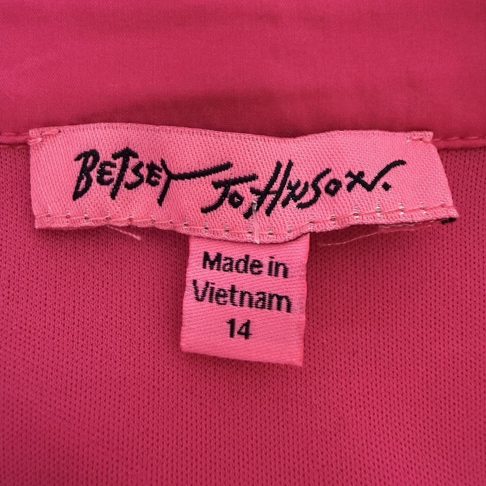 Betsey Johnson Womens Faux‎ Wrap Hot Pink Midi Dress Size 14 - Picture 7 of 13